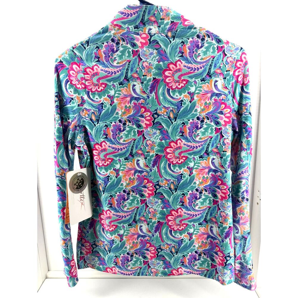 Gottex Women's  Kate 1/2 Zip Mock Neck Pullover Blue Garden - Picture 4 of 9